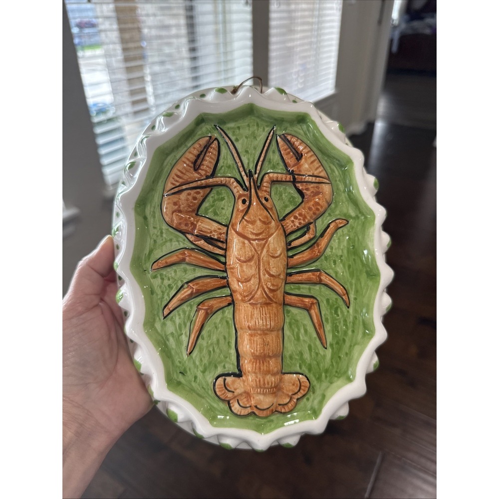 Lobster Crawfish Porcelain Ceramic Mold Wall Decor Colorful Cottagecore Decor